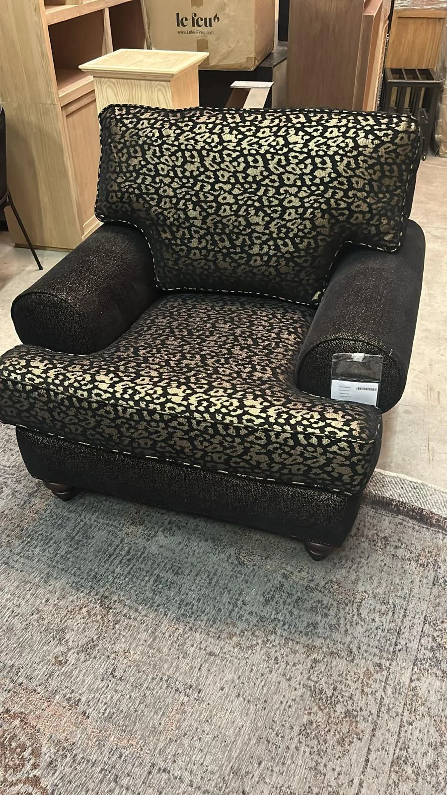 Zwarte relaxfauteuil met motief